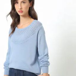 Textured Pullover with Ribbed Hems-image-96