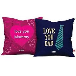 Set of 2 Typographic Print Cushion Covers with Filler 12" x 12"-7