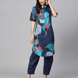 Women Floral Print Kurta with Pants Set-image-10