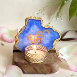 Ik Onkar Tea Light Holder with Agate-51