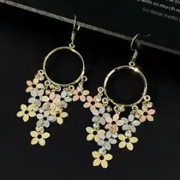 Gold-Plated Stone-Studded Earrings-image-55