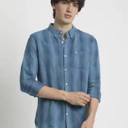 Striped Slim Fit Shirt with Button-Down Collar-picture-36