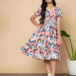 Girls Floral Print Tiered Dress-image-29