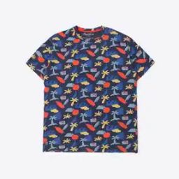Tropical Print Round-Neck T-shirt-image-59