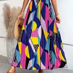Women Printed Pleated A-Line Skirt-picture-7