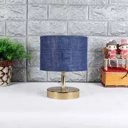 Devansh Metal table lamp with Blue Jute Shade-image-43