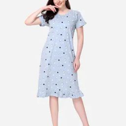 Women Polka-Dot Print Nightshirt with Ruffled-Hem-image-1