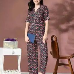 Women Floral Print Shirt & Pyjamas Set-image-24