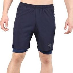 Logo Print Flat-Front Layered Knit Shorts-picture-13