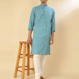 Men Slim Fit Long Kurta with Mandarin Collar-picture-13