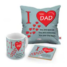 Typographic Print Square Cushion with Mug & Coaster-9