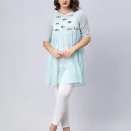 Embroidered Tunic with Flared Hem-picture-9