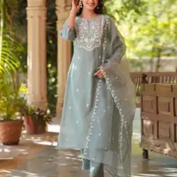 Women Embellished Embroidery Straight Kurta Set-image-38