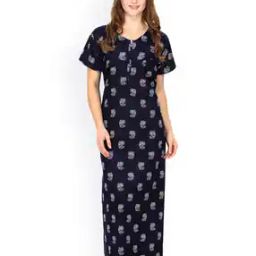 Printed V-neck Maternity Nightgown-image-78