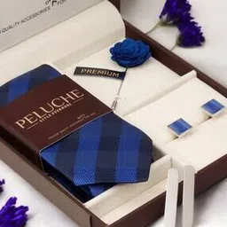 Set of 6 Checked Tie & Cufflinks-picture-26