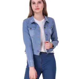 Washed Button-Down Denim Jacket with Flap Pockets-7