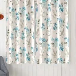 Set of 2 Floral Print Cotton Window Curtains-44