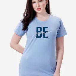 Women Typographic Print T-Shirt with Short Sleeves-image-1