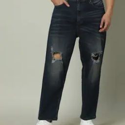 Men Omax Lightly Washed Tapered Fit Jeans-image-4