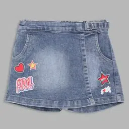 blue giraffe Embroidered A-Line Skirt-picture-13