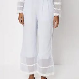 Women Straight Fit Pants with Lace Hems-image-27