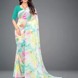 Women Printed Saree with Contrast Border-image-10