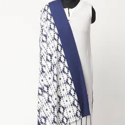 Printed Stole with Fringed Hemline-31