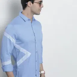 Geometric Print Shirt with Spread Collar-image-74