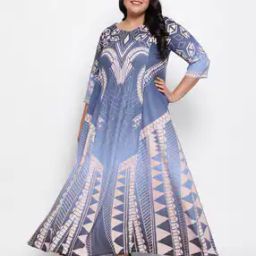 Geometric A-line Plus Size Dress-image-3