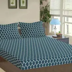 200 TC Geometric Print Queen Bedsheet with Pillow Covers-image-60
