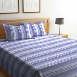 Striped Pure Cotton Woven Double Bed Cover with 2 Pillow Covers-15