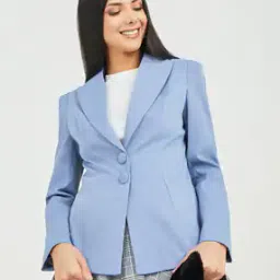 Women Single Breasted Two Button Fitted Regular Length Blazer-image-9