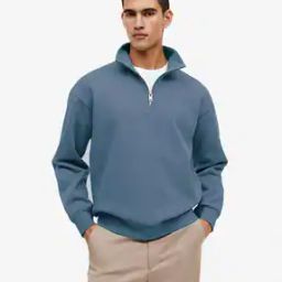 Men Loose Fit Sweatshirt with Turtle Neck-picture-24