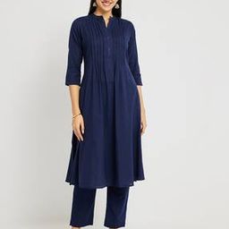 Women A-Line Kurta with Bracelet Sleeves-image-4