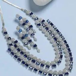 Women Silver-Plated Stone-Studded Necklace & Earrings Jewellery Set-51