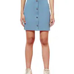 Ribbed Pencil Skirt with Button Accent-picture-47