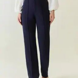 Women High-Rise Relaxed Fit Flat-Front Pants-image-86