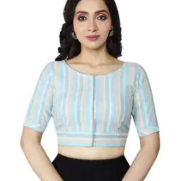 Striped Front-Open Blouse-18