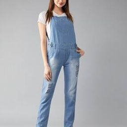 Women Distressed Dungaree with Insert Pockets-image-12