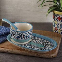 Set of 3 Royal Crown Ceramic Soup Mugs with Trays-80