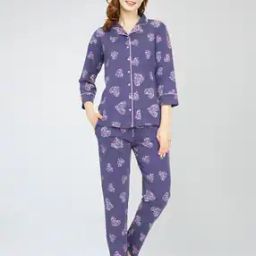 Women Floral Print Shirt & Pyjamas Set-picture-23