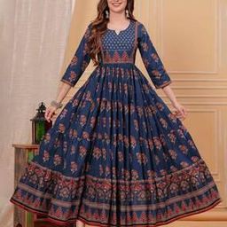 mizaz Women Block Print Flared Kurta-picture-21