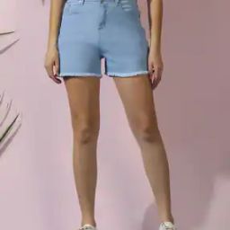Women Denim Shorts with Insert Pockets-image-81