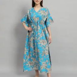 Floral Print V-Neck Kaftan-image-92
