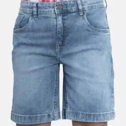Boys Mid-Wash Regular Fit Flat-Front Shorts-image-76