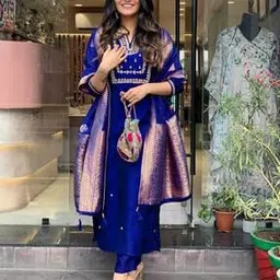 Women Embroidery Straight Kurta Set-image-87