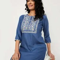 Embroidered A-Line Kurta-image-56