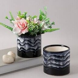 Set of 2 Cylindrical Ceramic Table  Planter Pots-image-66