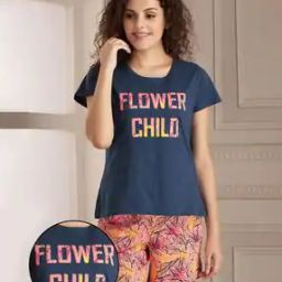 Typographic Printed Nightwear Set-image-3
