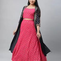 Women Embellished Crop Top with Skirt & Jacket-image-37